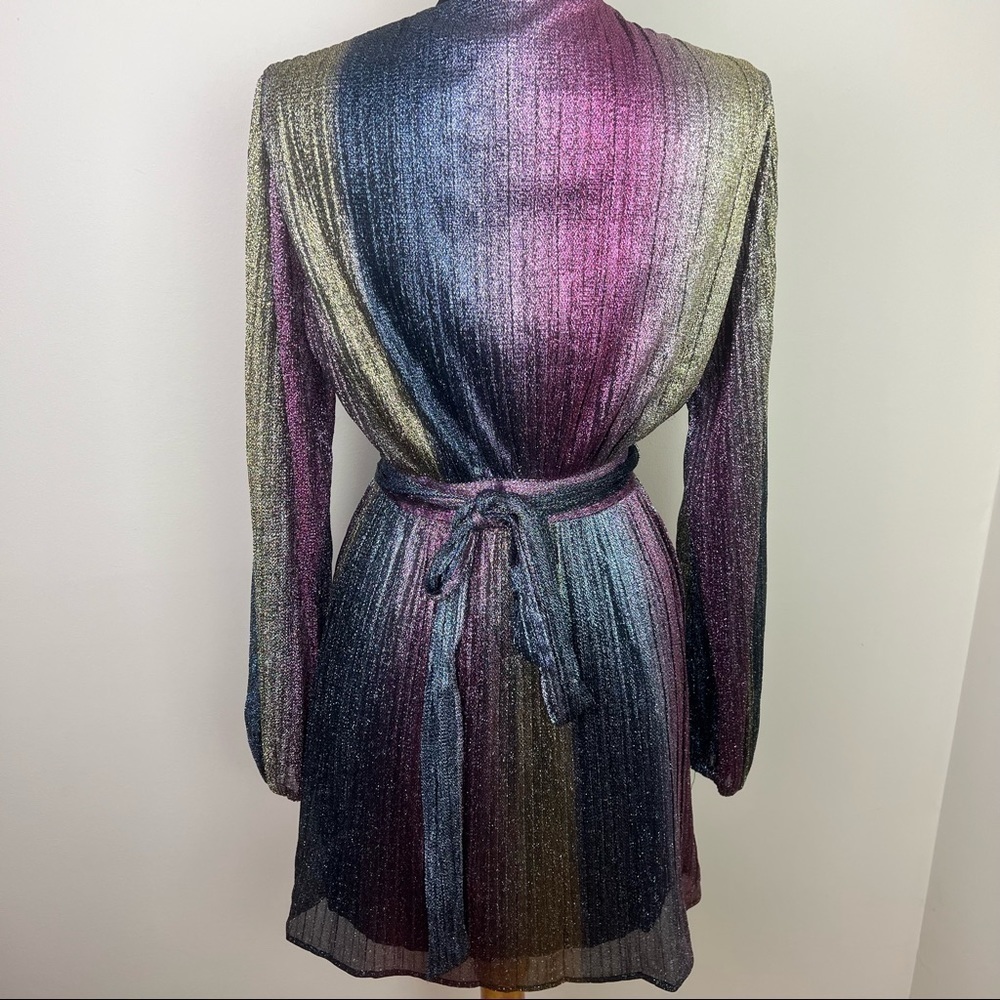 4SI3NNA Weila Long‎ Sleeve Wrap Minidressin Rainbow - Picture 8 of 16